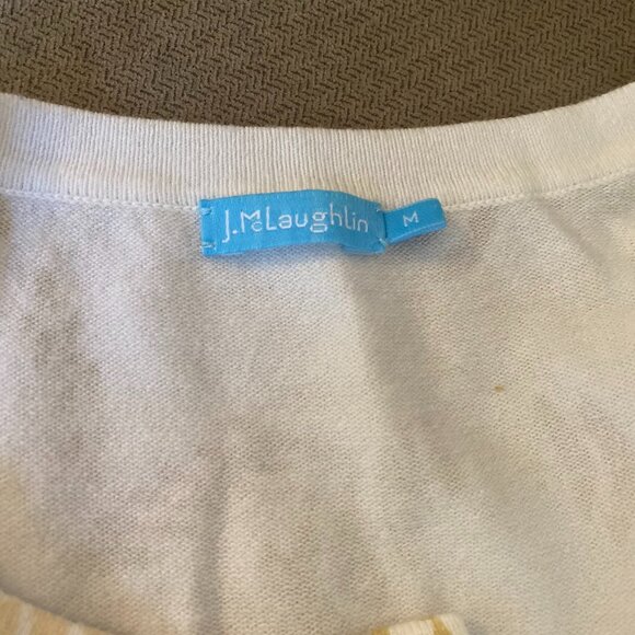 J. McLaughlin Women's White Gold Leaf Pattern Cardigan Size M L8 - Picture 3 of 4